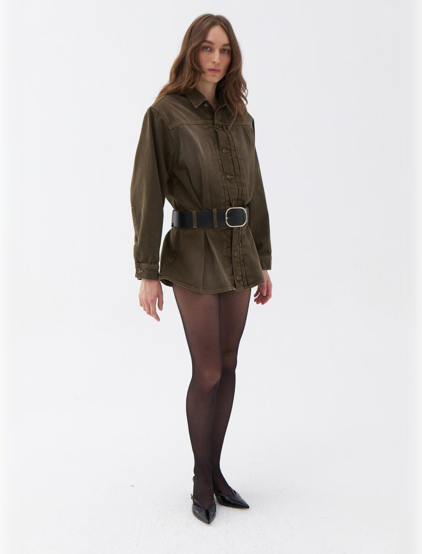 Gömlek Yaka Kemerli Mini Elbise Gömlek Yaka Kemerli Mini Elbise