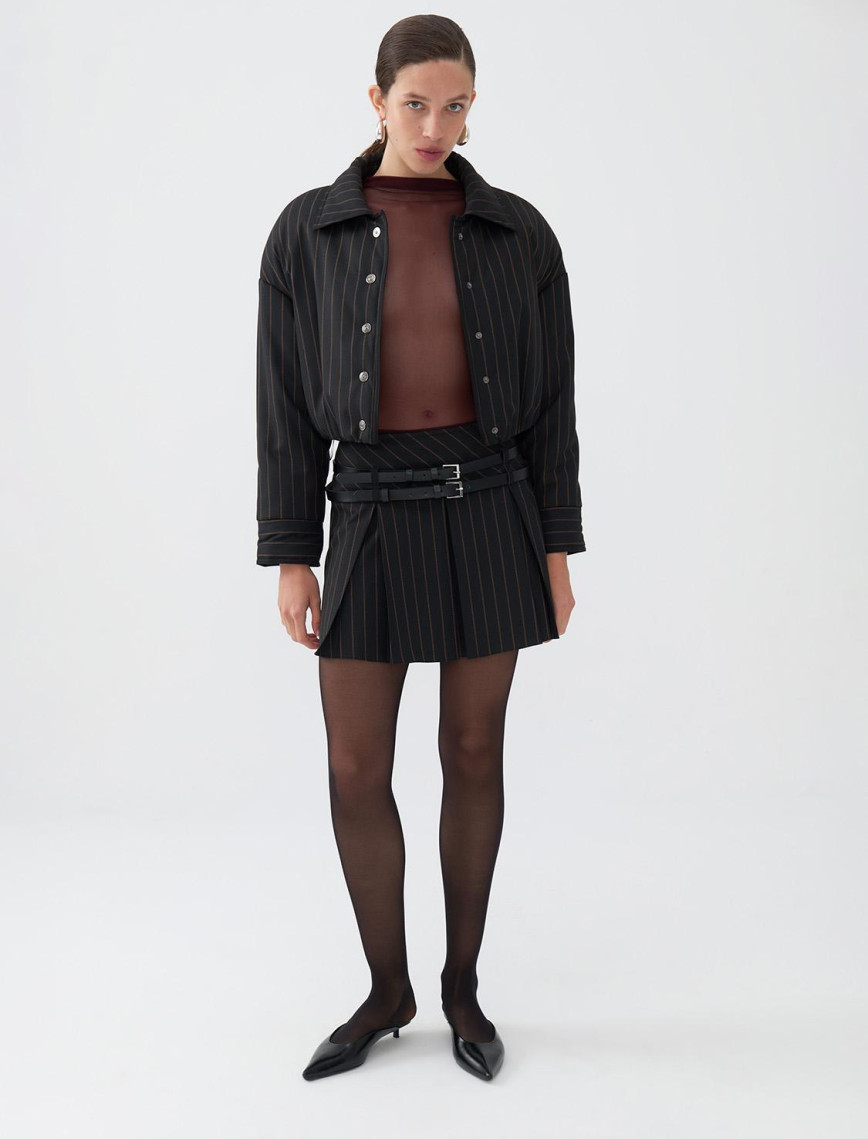 Çizgili Vatkalı Mont Çizgili Vatkalı Mont