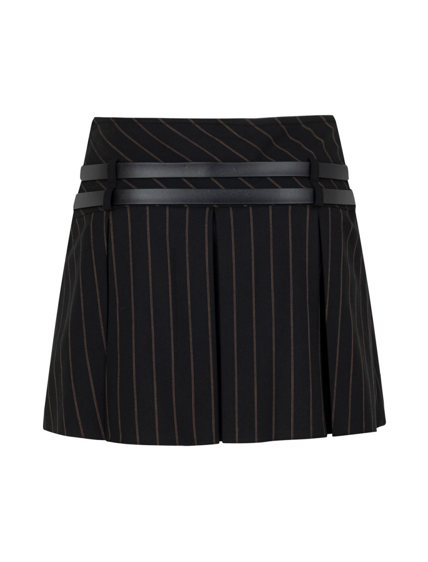 Çift Kemerli Pilili Mini Etek Çift Kemerli Pilili Mini Etek