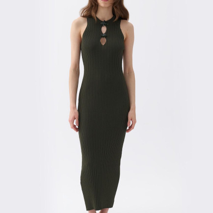 Pencere Detaylı Triko Elbise