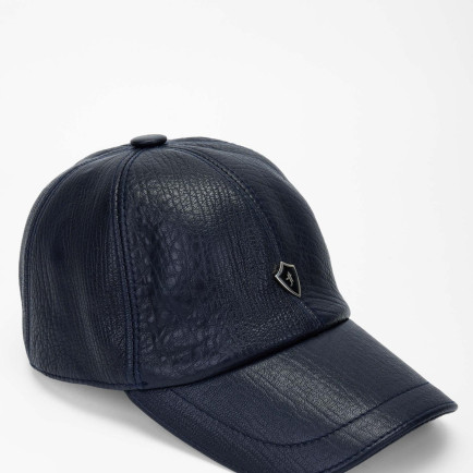 Tamer Tanca Erkek Hakiki Deri Lacivert Şapka Tamer Tanca Erkek Hakiki Deri Lacivert Şapka