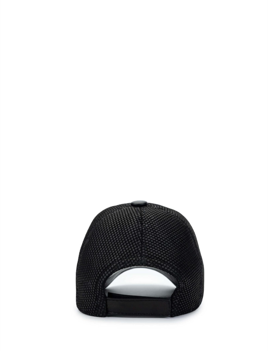 Tamer Tanca Erkek Deri & Tekstil Siyah Beyzbol Şapka