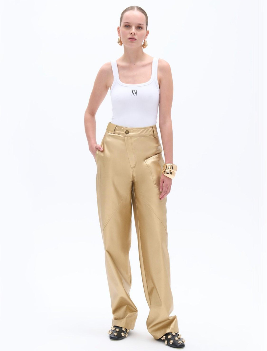 Yüksek Bel Suni Deri Pantolon Yüksek Bel Suni Deri Pantolon