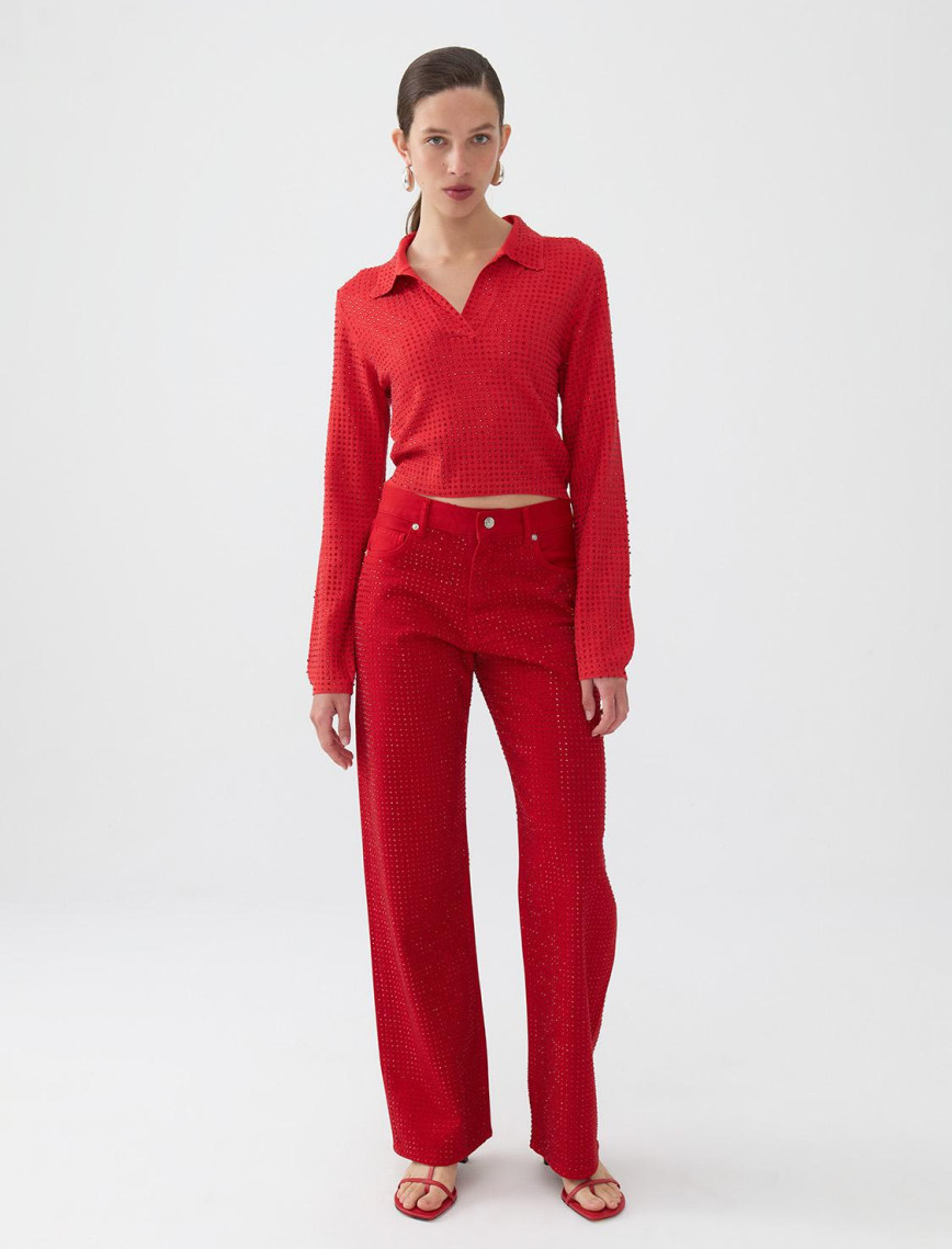 Taş Tasarımlı Jean Pantolon