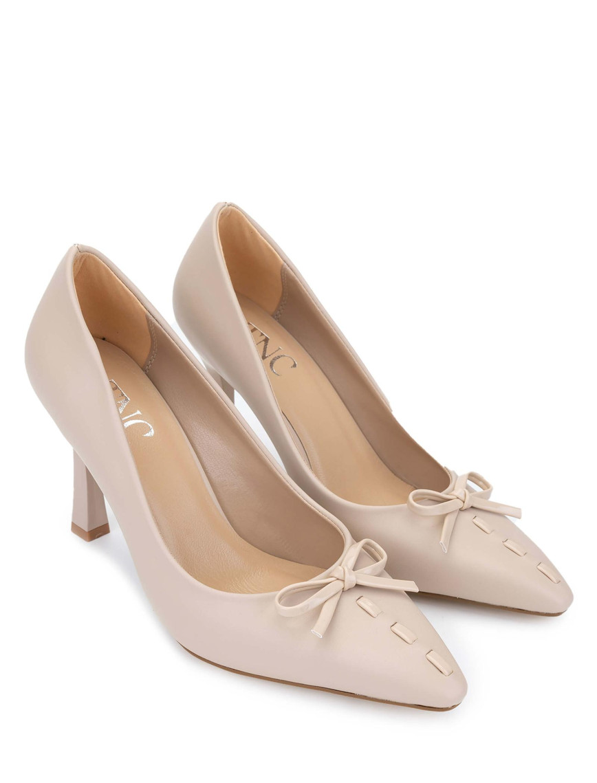 Tamer Tanca Kadın Hakiki Deri Bej Topuklu Ayakkabı Tamer Tanca Kadın Hakiki Deri Bej Topuklu Ayakkabı