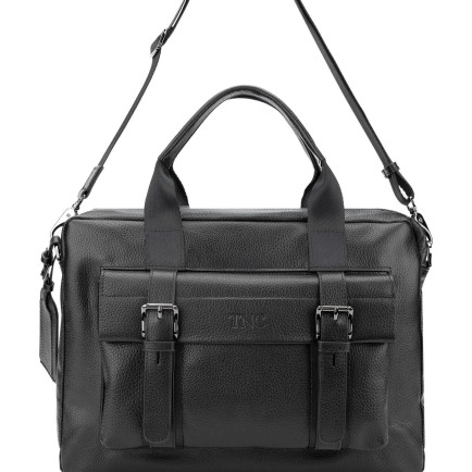 Tamer Tanca Erkek Hakiki Deri Siyah Floter Evrak Çantası