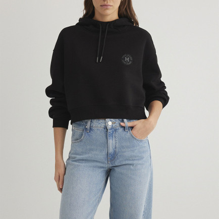 Mavi Mavi Patch Logo Kapüşonlu Siyah Crop Sweatshirt 1S10305-900