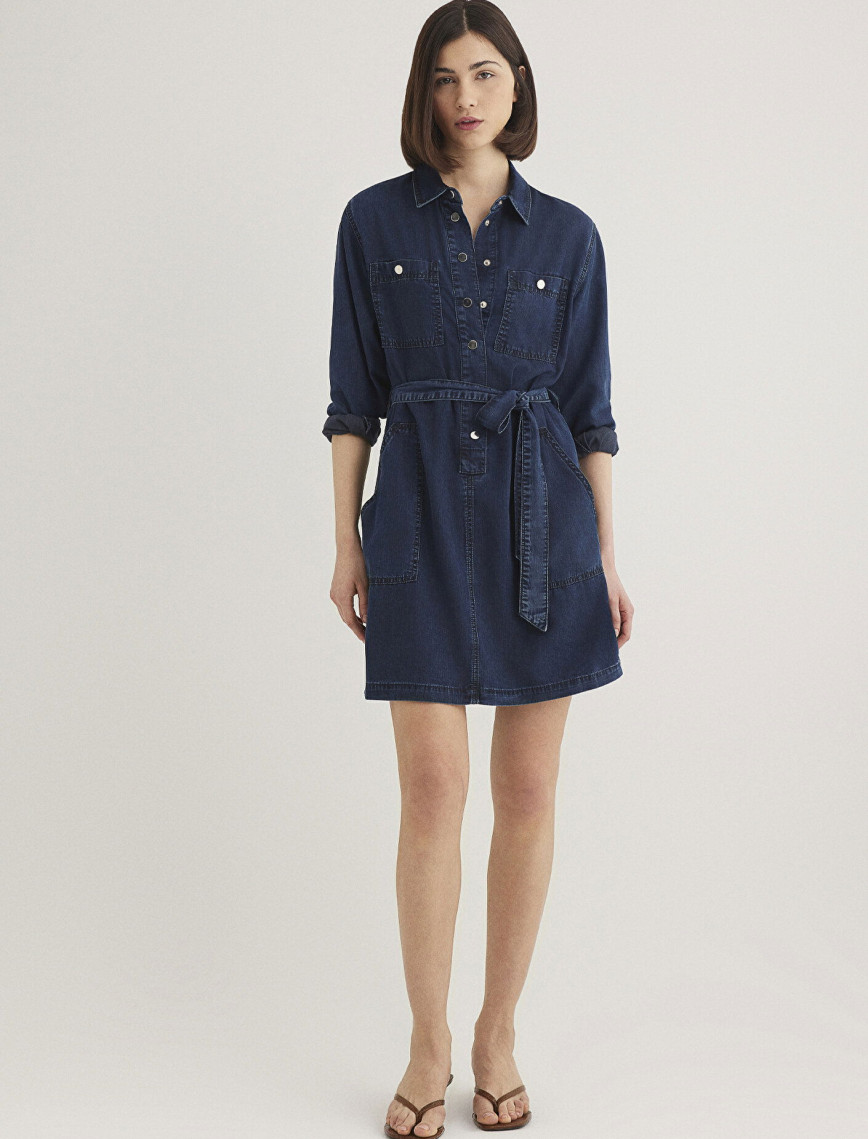 Mavi Bridget Gold Klasik Mürekkep Mavi Jean Elbise 1310541-87815 Mavi Bridget Gold Klasik Mürekkep Mavi Jean Elbise 1310541-87815