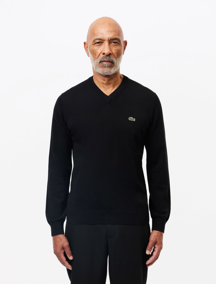 Lacoste Erkek Regular Fit V Yaka Organik Pamuk Siyah Triko Lacoste Erkek Regular Fit V Yaka Organik Pamuk Siyah Triko