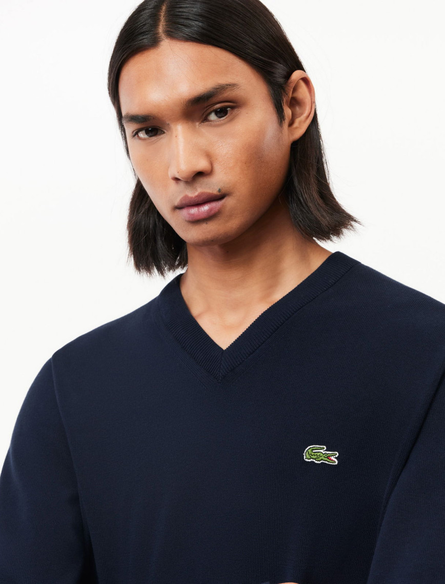 Lacoste Erkek Regular Fit V Yaka Organik Pamuk Lacivert Triko Lacoste Erkek Regular Fit V Yaka Organik Pamuk Lacivert Triko