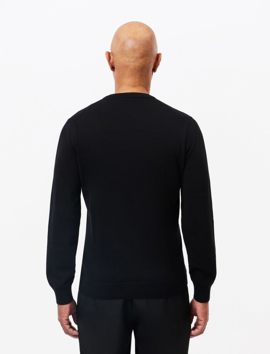 Lacoste Erkek Regular Fit V Yaka Organik Pamuk Siyah Triko Lacoste Erkek Regular Fit V Yaka Organik Pamuk Siyah Triko