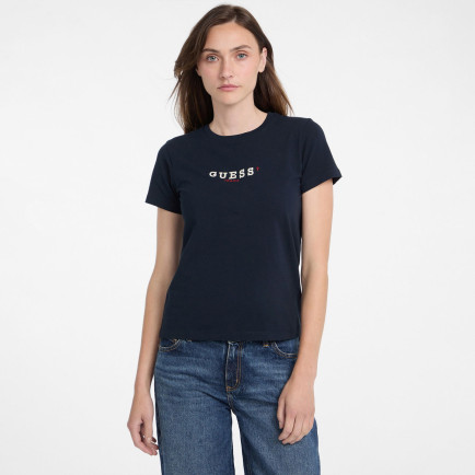 Guess Cn Reg 3D Embr Mid Organicetch 180 Kadın Lacivert T-Shirt