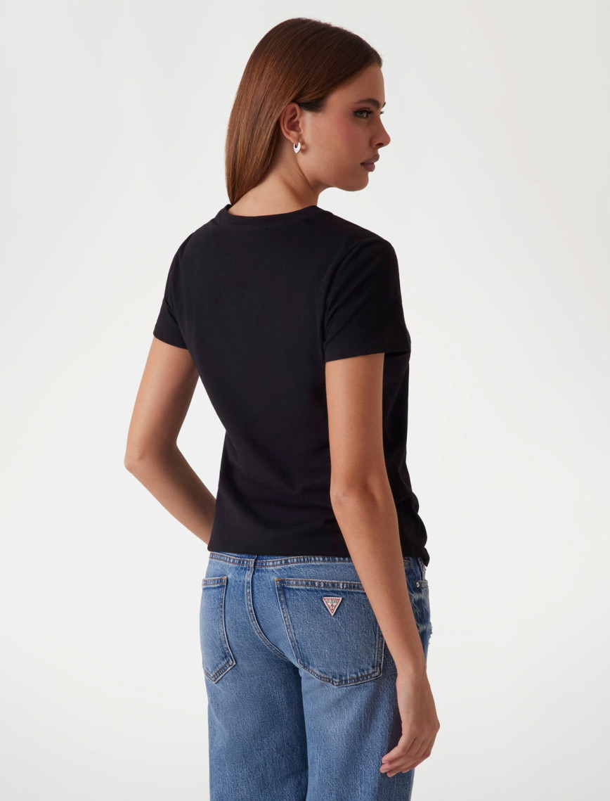 Guess Script Lace Logo Org Single 140 Kadın Beyaz T-Shirt Guess Script Lace Logo Org Single 140 Kadın Beyaz T-Shirt