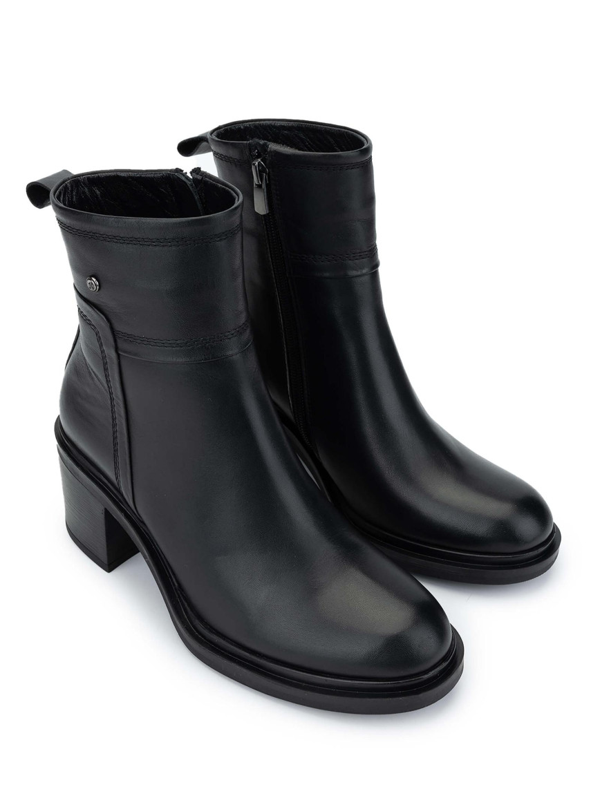 Tamer Tanca Kadın Hakiki Deri Siyah Deri Topuklu Bot
