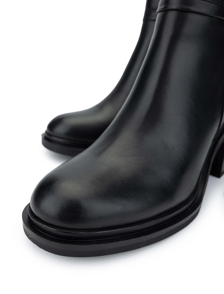 Tamer Tanca Kadın Hakiki Deri Siyah Deri Topuklu Bot