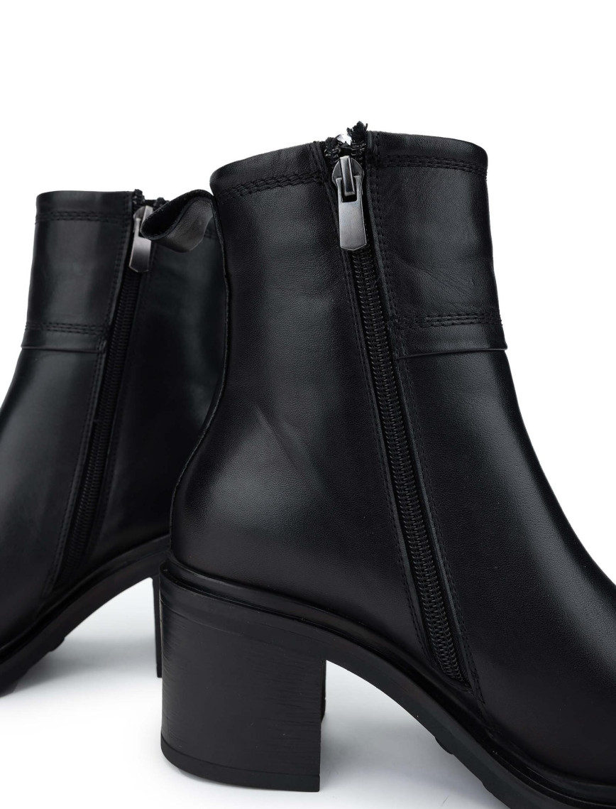 Tamer Tanca Kadın Hakiki Deri Siyah Deri Topuklu Bot