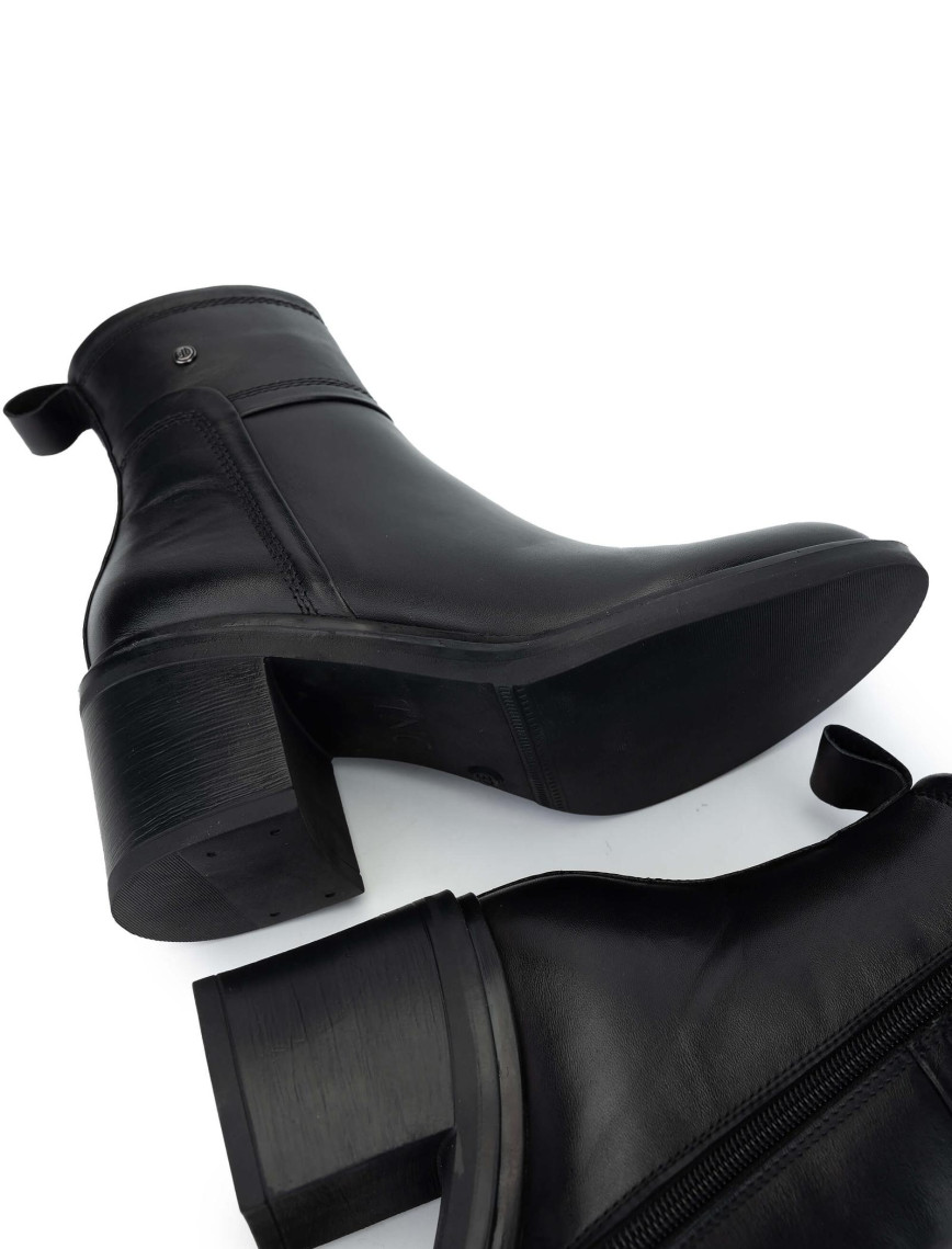 Tamer Tanca Kadın Hakiki Deri Siyah Deri Topuklu Bot