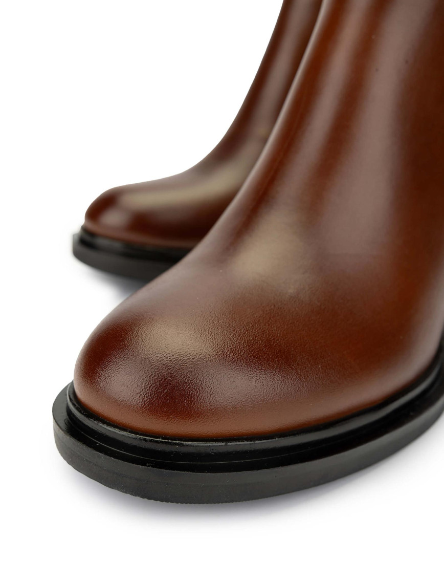 Tamer Tanca Kadın Hakiki Deri Taba Deri Topuklu Bot