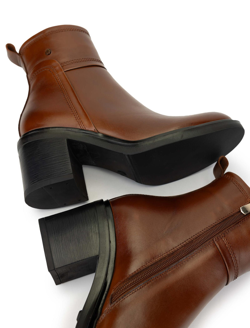 Tamer Tanca Kadın Hakiki Deri Taba Deri Topuklu Bot