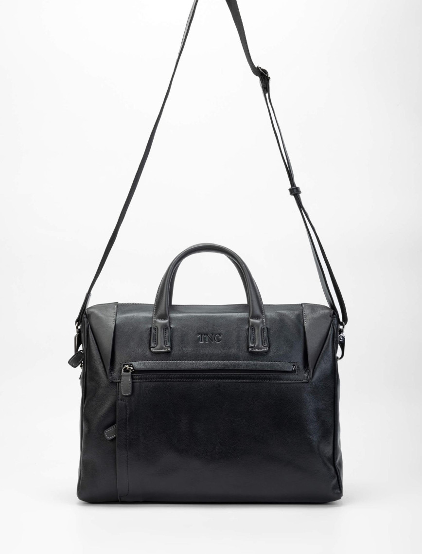 Tamer Tanca Erkek Hakiki Deri Siyah/Gri Evrak Çantası Tamer Tanca Erkek Hakiki Deri Siyah/Gri Evrak Çantası