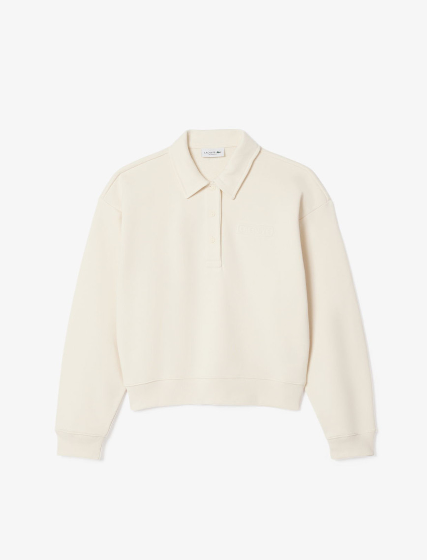 Lacoste Kadın Relaxed Fit Polo Yaka Krem Sweatshirt Lacoste Kadın Relaxed Fit Polo Yaka Krem Sweatshirt