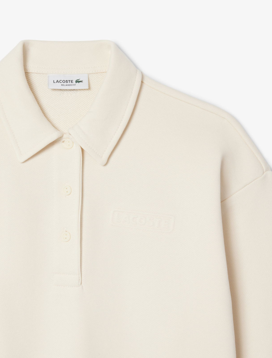Lacoste Kadın Relaxed Fit Polo Yaka Krem Sweatshirt Lacoste Kadın Relaxed Fit Polo Yaka Krem Sweatshirt