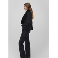 Mavi Suni Kürk Detaylı Siyah Panço 195854-900 Mavi Suni Kürk Detaylı Siyah Panço 195854-900