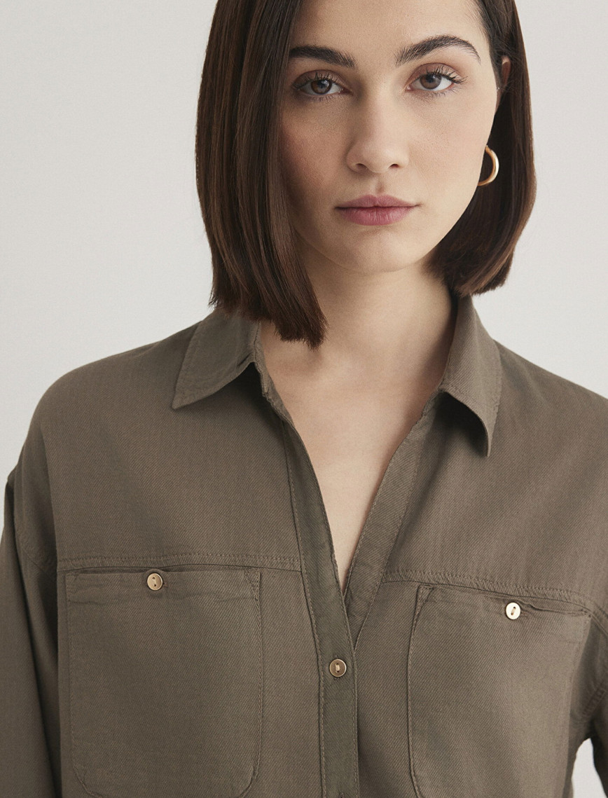 Mavi Haki Gömlek Regular Fit / Normal Kesim 1210985-80697 Mavi Haki Gömlek Regular Fit / Normal Kesim 1210985-80697