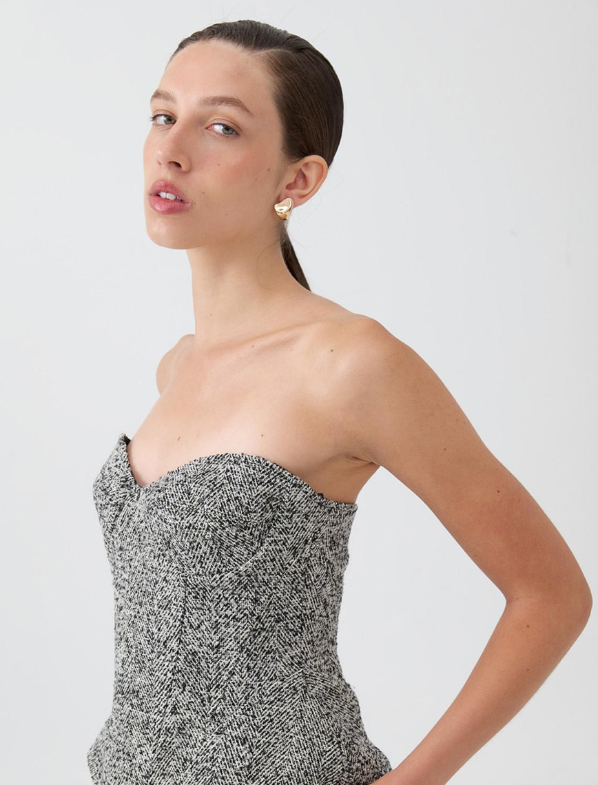 Straplez Kalp Yaka Bluz Straplez Kalp Yaka Bluz