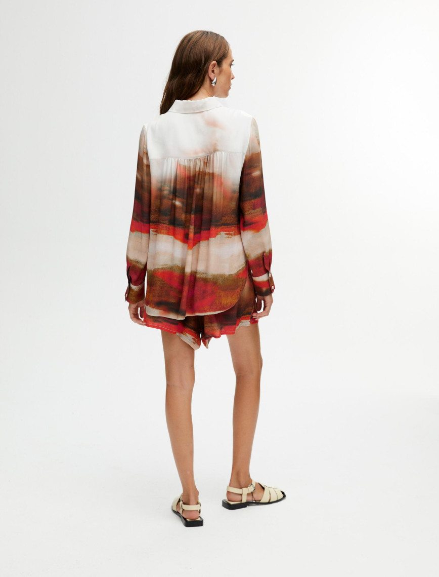 Desenli Yüksek Bel Şort Desenli Yüksek Bel Şort