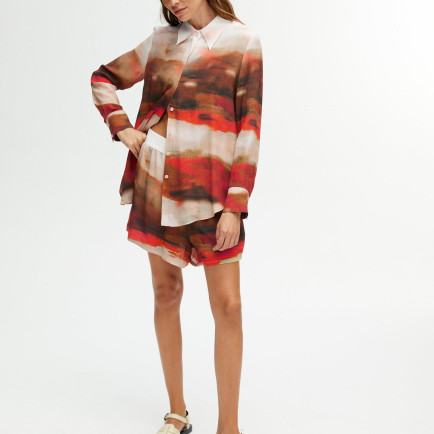 Desenli Yüksek Bel Şort Desenli Yüksek Bel Şort