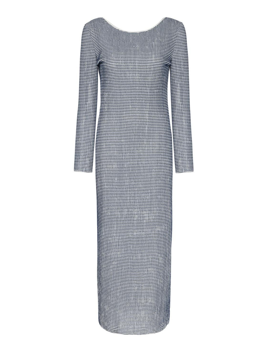 Sırt Dekolteli Çizgili Elbise Sırt Dekolteli Çizgili Elbise