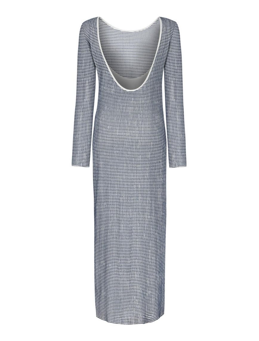 Sırt Dekolteli Çizgili Elbise Sırt Dekolteli Çizgili Elbise