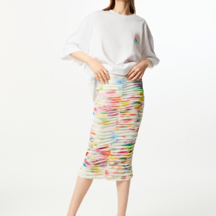 Desenli Drapeli Etek Desenli Drapeli Etek