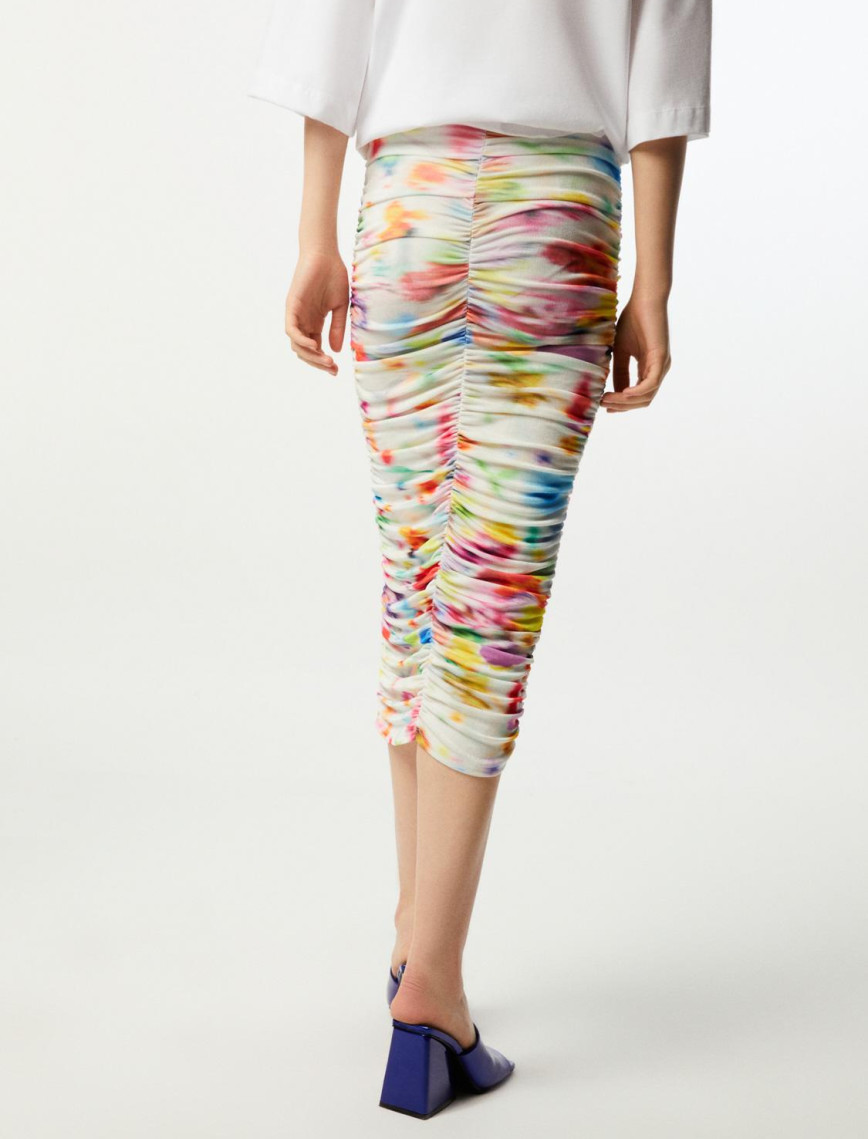 Desenli Drapeli Etek Desenli Drapeli Etek