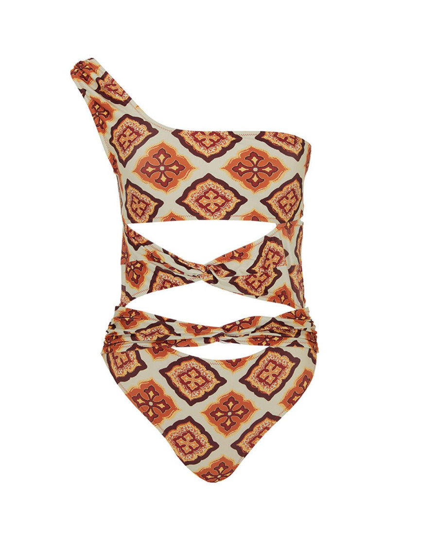 Tek Omuz Detaylı Desenli Mayo Tek Omuz Detaylı Desenli Mayo