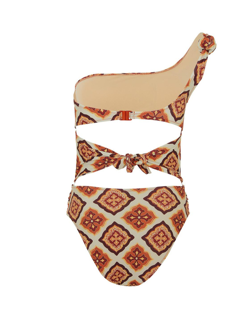 Tek Omuz Detaylı Desenli Mayo Tek Omuz Detaylı Desenli Mayo