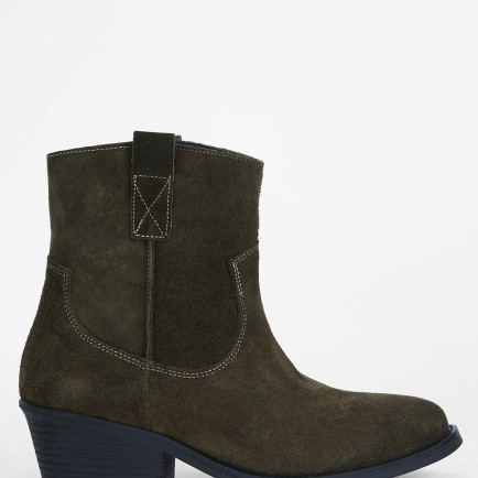 Tamer Tanca Kadın Hakiki Deri Haki Süet Western Bot