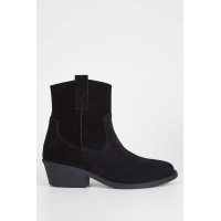 Tamer Tanca Kadın Hakiki Deri Siyah Süet Western Bot