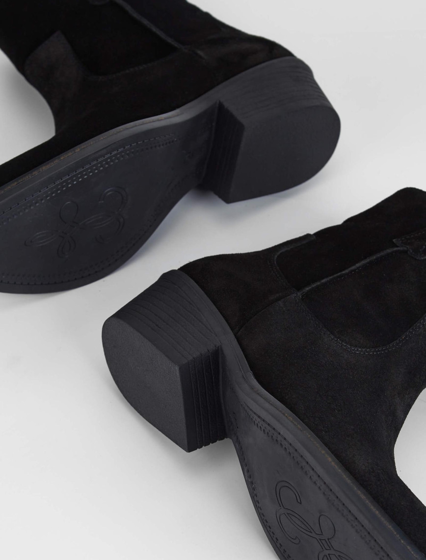 Tamer Tanca Kadın Hakiki Deri Siyah Süet Western Bot