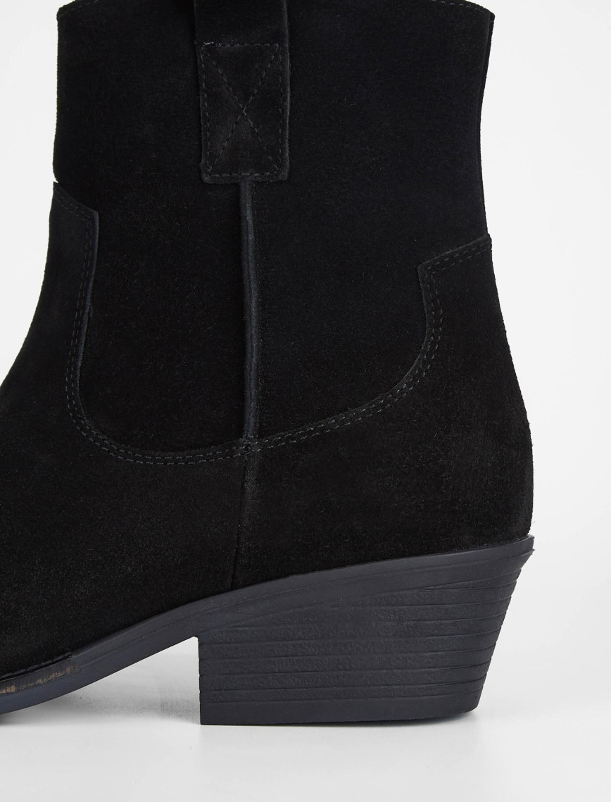 Tamer Tanca Kadın Hakiki Deri Siyah Süet Western Bot