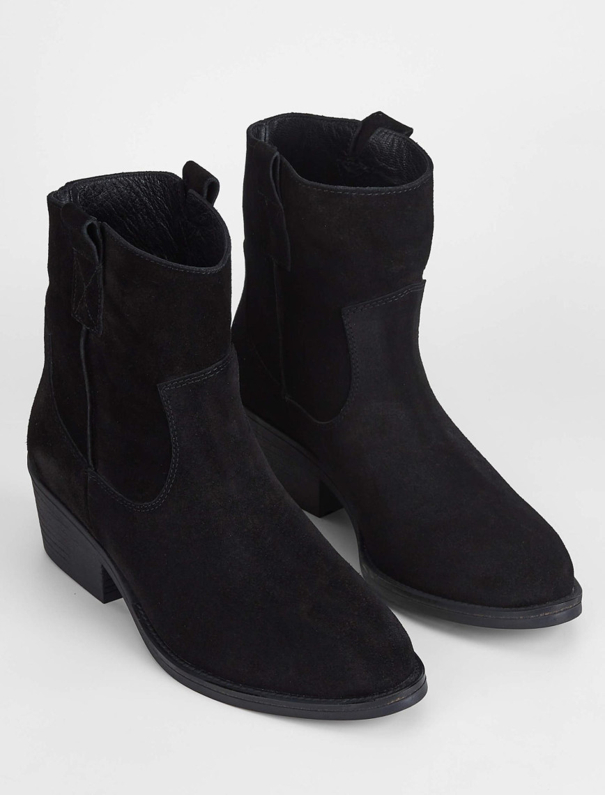 Tamer Tanca Kadın Hakiki Deri Siyah Süet Western Bot