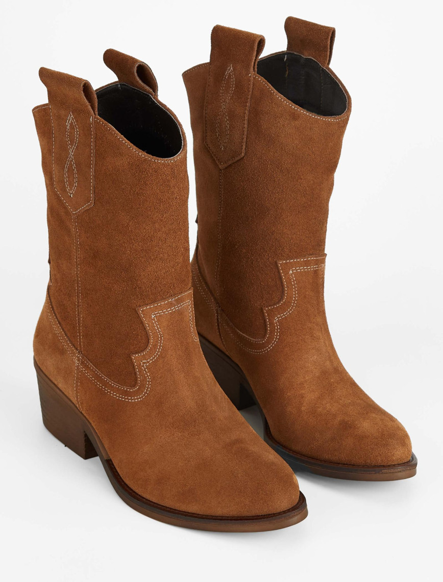 Tamer Tanca Kadın Hakiki Deri Taba Süet Western Bot Tamer Tanca Kadın Hakiki Deri Taba Süet Western Bot