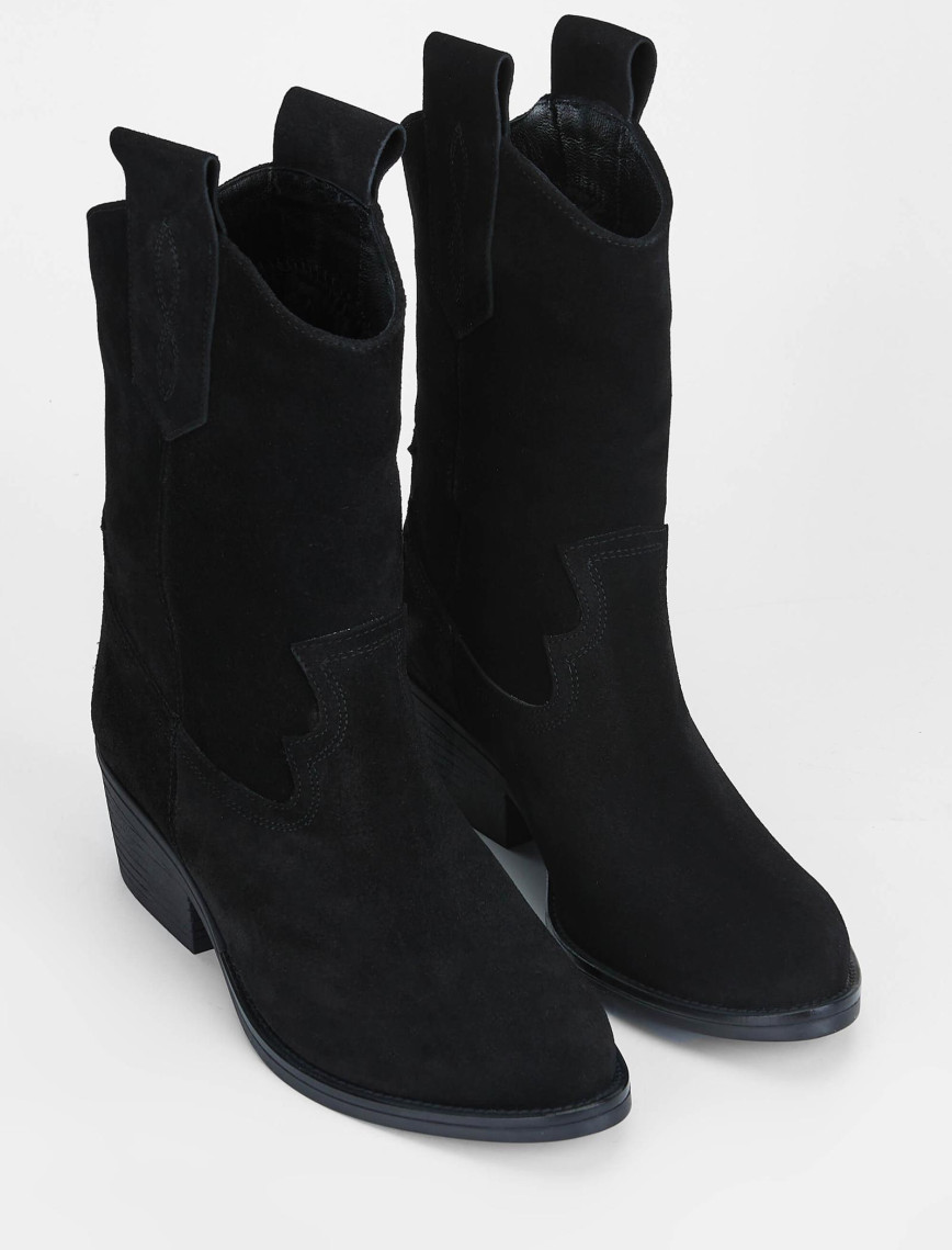 Tamer Tanca Kadın Hakiki Deri Siyah Süet Western Bot Tamer Tanca Kadın Hakiki Deri Siyah Süet Western Bot