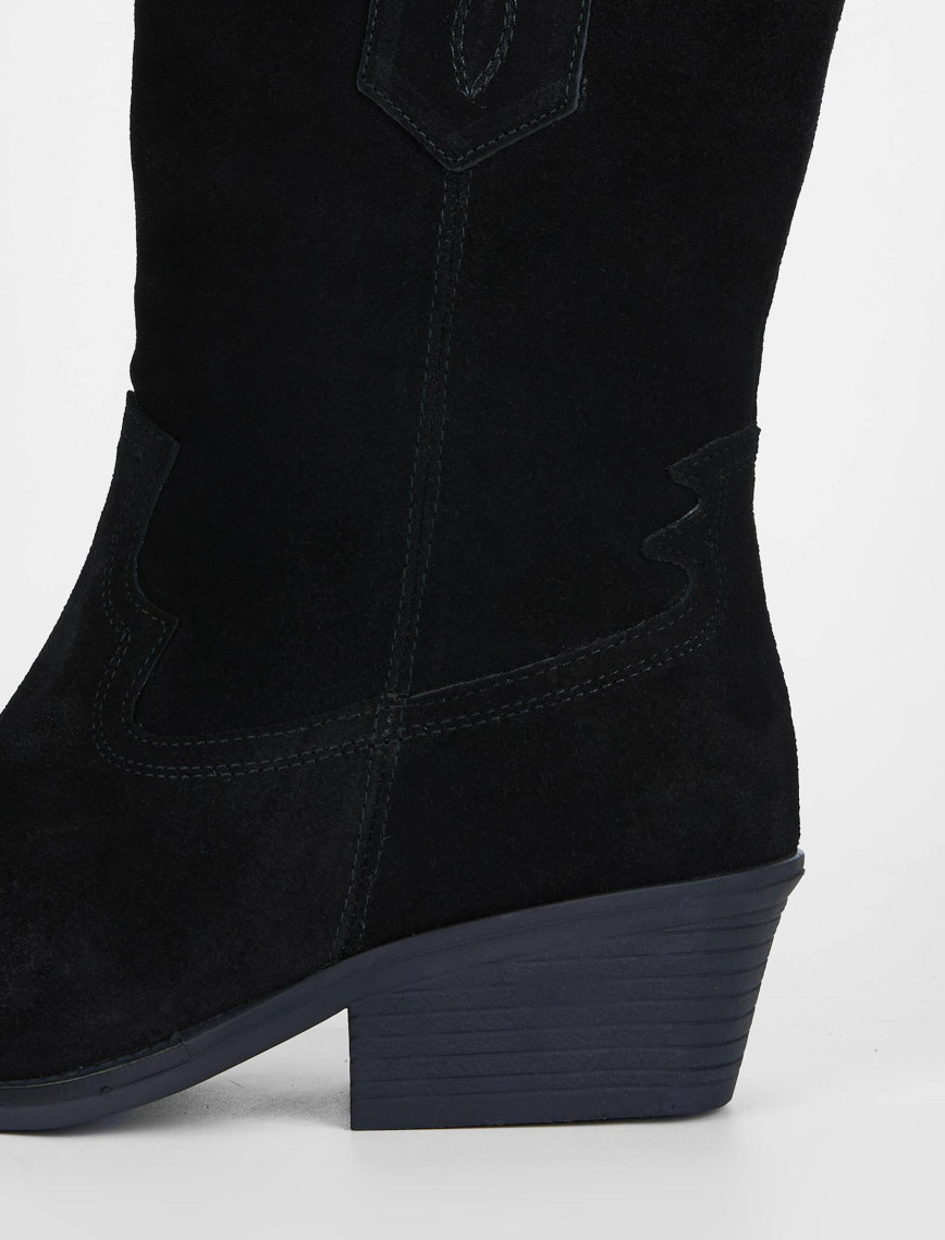 Tamer Tanca Kadın Hakiki Deri Siyah Süet Western Bot Tamer Tanca Kadın Hakiki Deri Siyah Süet Western Bot