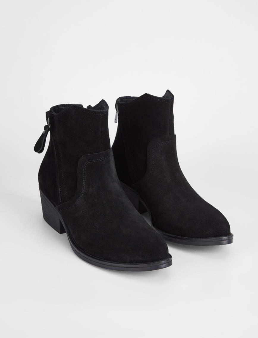 Valmenti Kadın Siyah Süet Hakiki Deri Casual Bot