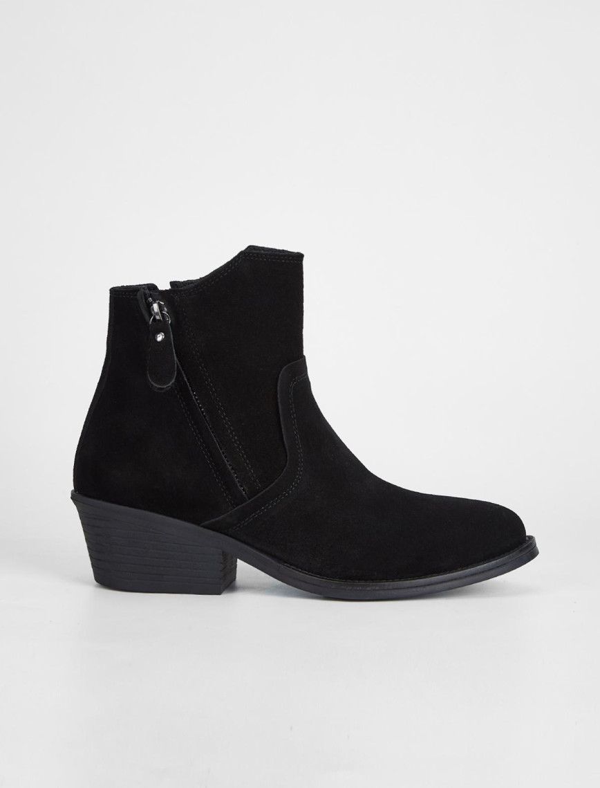 Valmenti Kadın Siyah Süet Hakiki Deri Casual Bot