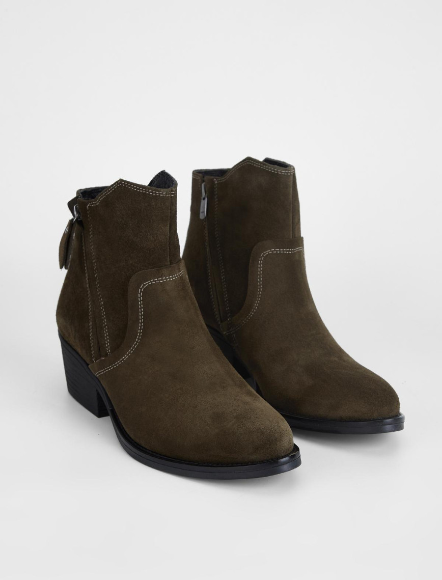 Valmenti Kadın Haki Süet Hakiki Deri Casual Bot