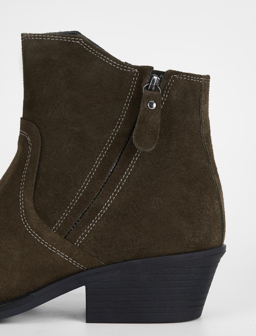 Valmenti Kadın Haki Süet Hakiki Deri Casual Bot