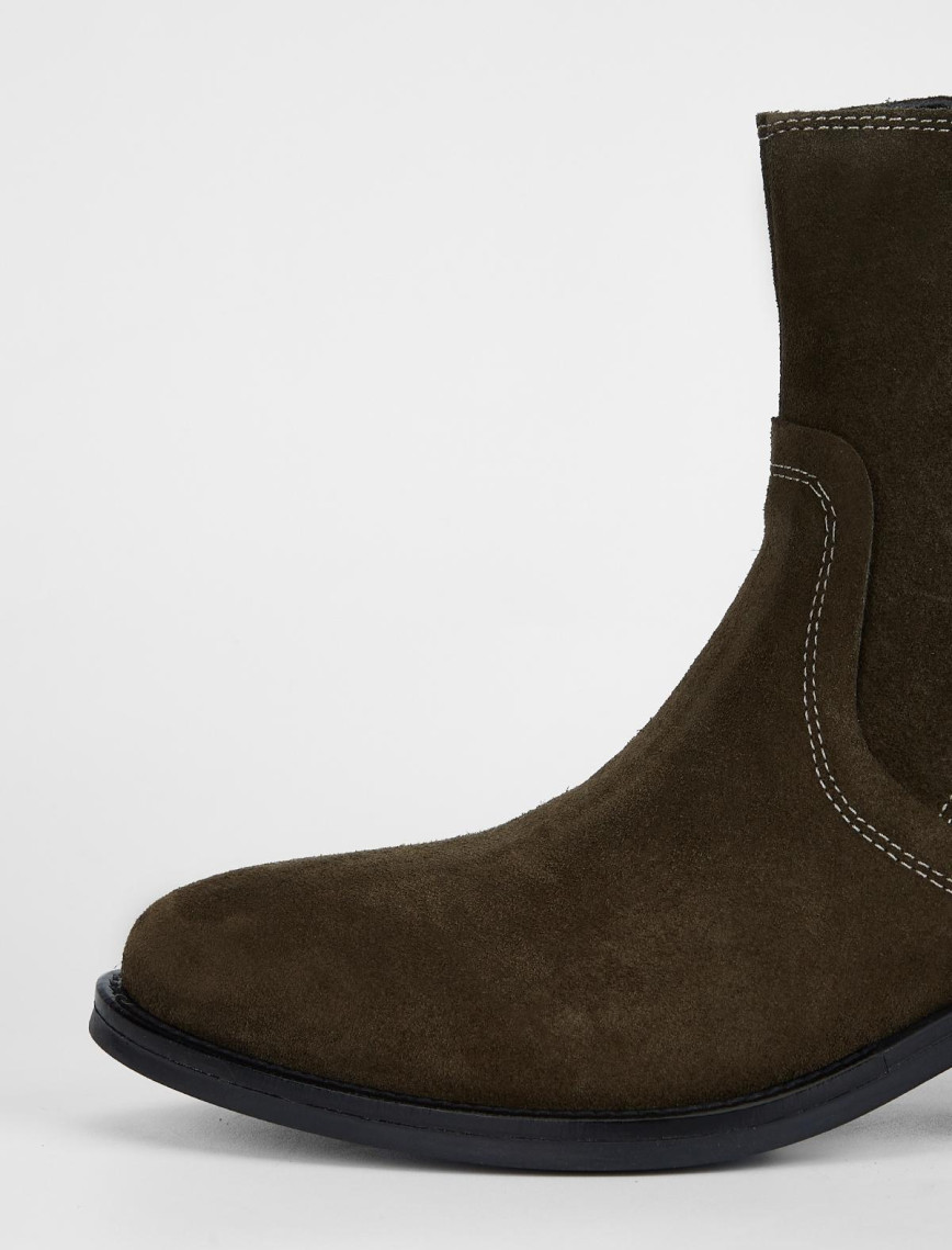 Valmenti Kadın Haki Süet Hakiki Deri Casual Bot